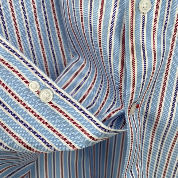 Daniel Cremieux Men’s Button Down Red Blue White Stripe Short Sleeve Shirt XL - Picture 8 of 13